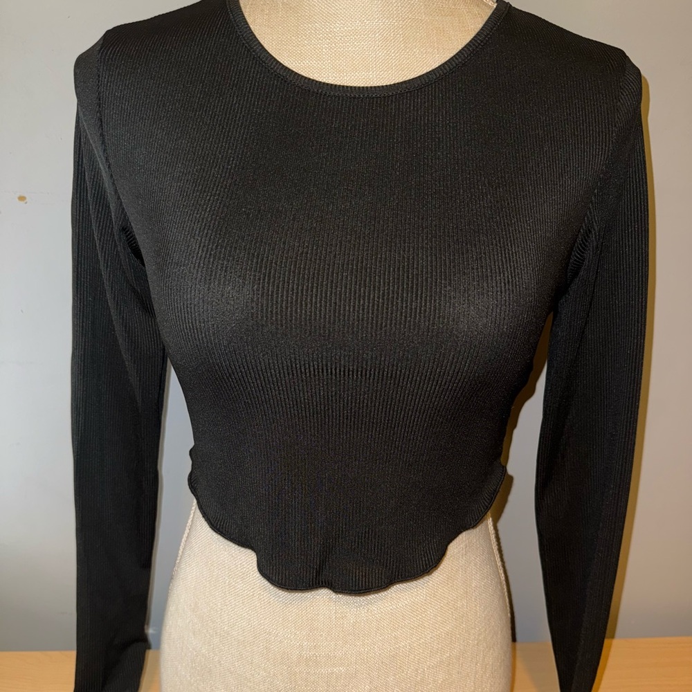 SHEIN Black Ribbed Long Sleeve top